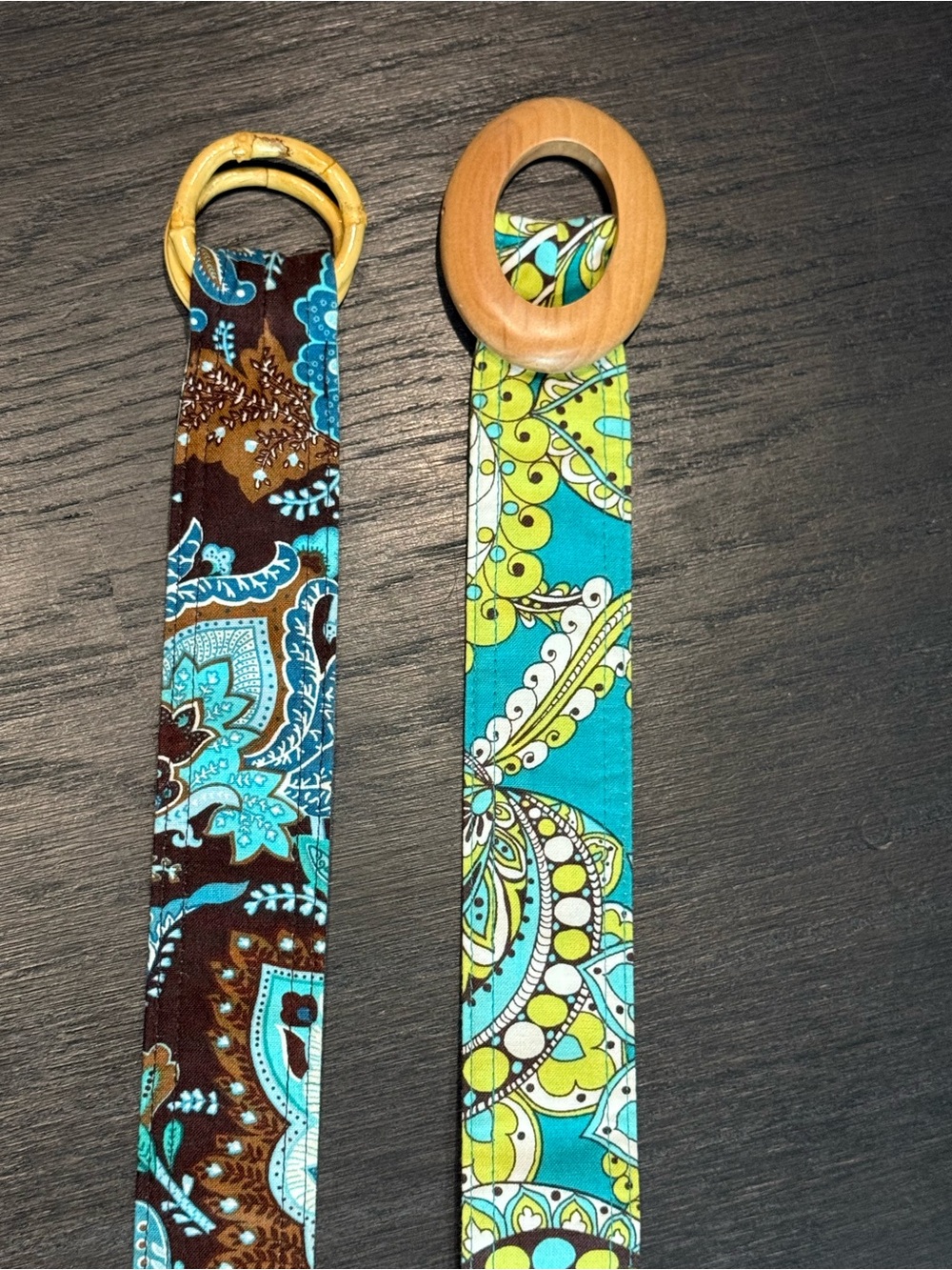 Set of Two Vera Bradley Reversible Patterned Fabric Belts